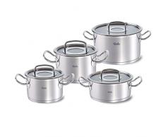 Fissler Batteria di pentole, 4 pezzi, Coperchi in vetro inclusi, CapacitÃ e diametri assortiti, Tutti i piani cottura, Acciaio inox, Original Profi Collection