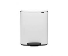 Brabantia Bo Pedal Bin Pattumiera per Raccolta differenziata, Acciaio, Bianco, 2x30 Litri