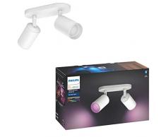 PHILIPS Hue White and Color Ambiance Fugato Faretti Connessi Orientabili, 2 Punti Luce, Bianco, Lampadina Attacco GU10 Inclusa
