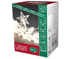 Konstsmide 3181-103 / Catena di luci decorative LED 20 stelle in acrile trasparenti / 20 diodi bianco caldi/a batteria sino a 120h / cavo trasparente