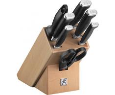 ZWILLING 33413-000-0 Set di Coltelli con Ceppo, Acciaio Inossidabile, Nero, 8 Pezzi