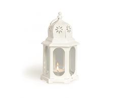 Excelsa Lanterna Oriental, Metallo, Bianco, 10x9x18 cm