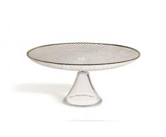 Excelsa Gold Alzata Torta, Trasparente/Bordo Oro, 23x23x9 cm