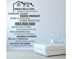 Wallflexi Adesivi da Muro Regole della casa â Italian Porta Parete murale Rimovibile Autoadesivo Decalcomanie Arte Soggiorno Ufficio mobili Cucina arredo Ristorante Bar Cafe Hotel Home Decoration