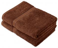 Pinzon by Amazon - Set di asciugamani in cotone egiziano, 2 asciugamani da bagno, colore: cioccolato
