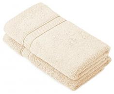Pinzon by Amazon - Set di asciugamani in cotone egiziano, 2 asciugamani per le mani, colore: panna