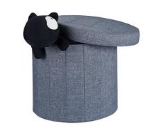 pouf contenitore orso cesta porta-giochi HxLxP 38x38x38 cm Relaxdays Sgabello pieghevole bambini scatola con coperchio