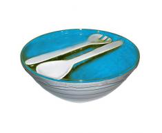 Zakdesigns Onda insalatiera con Posate, Bianco/Blu