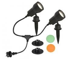 Prisma terra Set di 2 LED per esterni paletto + Supporto da parete/IP44 stagno lampada, giardino lampada 2 x GU10 - 3 W caldo-bianco