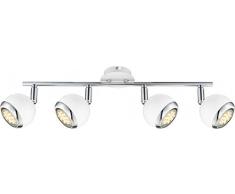 Globo OMAN57882-4 - Plafoniera RÃ©tro con 4 Faretti a LED da 10 W, Bianco/Metallo