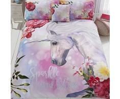 Sparkle And Shine Unicorn Copripiumino e Federa Letto Set, Poliestere, Multicolore, Unica