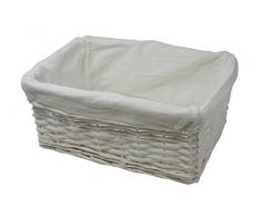 Arpan Media New White vimini Cestino di immagazzinaggio carrello con un panno bianco Fodera