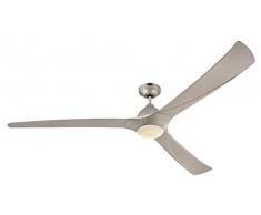 72039 Ventilatore da soffitto Techno II a motore DC al titanio per interni da 182 cm, kit di luce LED con vetro smerigliato opale