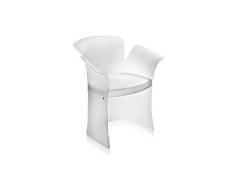 Iplex Design Toulipe Poltrona in Plexiglass Satinato, Bianco/Pelle Bianca