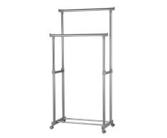Premier Housewares 1900395 Appendiabiti Doppio con Rotelle, Cromo/Grigio