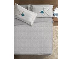 Ipersan Stella Fine-Art Parure Copripiumino Fotografico, Cotone, Beige/Turchese/Bianco, Matrimoniale