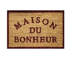 Tapis déco, Zerbino in fibra di cocco e pvc, con scritta Maison du Bonheur, 40 x 60 cm