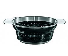 Rsle RS16120, Scolapasta pieghevole in acciaio e silicone, diametro: 20 cm, colore: Nero