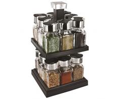 CMP Saveur et DÃ©gustation KB5755, Torre portaspezie Rotonda con 16Â vasi in Vetro e coperchi in Acciaio Inossidabile/plastica 16,3Â x 16,3Â x 29Â cm Trasparente/Nero