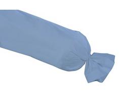 Nuit de France 331116 Federa per Cuscino cilindrico, 57 Fili, Volante e Rivestimento in Cotone, Colore: Blu, 100% Cotone, Blu, 90