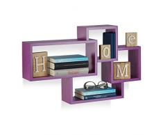 Design Moderno HxLxP: 42x104x10 cm Relaxdays Nero 10021901/_46 Mensole da Muro Cube 4 Cubi da Parete Legno MDF