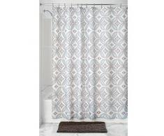 InterDesign Vintage Tile SC Tenda per vasca da bagno, Tende doccia tessuto in poliestere 183 cm x 183 cm con asole robuste, talpa/celeste