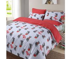 Dreamscene, set copripiumino reversibile con stampa di animali Koala Melon, Poliestere e cotone., Bianca Rosso Grigio Koala Dot, Singolo