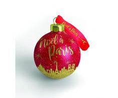 Natale a Parigi Lotto 10 Palle di Natale Parigi Rosso/Oro, 7.5 cm