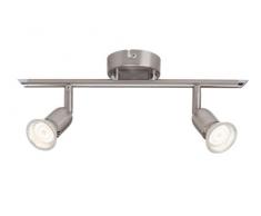 Brilliant Loona G28813/13 LED - Barra di faretti con 2 lampadine, LED GU10 2.5 W, in acciaio