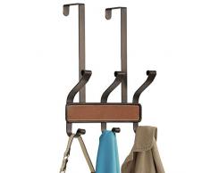InterDesign Laredo Appendiabiti da Porta 6 Ganci per Cappotti, Cappelli, Accappatoi, Asciugamani - Marrone/Bronzo