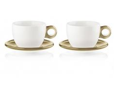 Fratelli Guzzini Gocce Tazze Colazione con Piattino, Porcellana, Sabbia