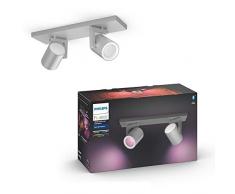 Philips Lighting Hue Argenta White and Color Ambiance Faretto Connesso, 2 Punti Luce, GU10, 5.7 W, Alluminio