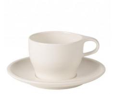 Villeroy & Boch Coffee Passion Tazza Caffe Latte Piatto, 2 Pezzi, Premium Porcellana, Bianco, 16.90 x 17.00 x 12.60 cm