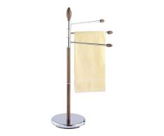 Wenko Porta Asciugamani e Appendiabiti Belingo, 3 Bracci Mobili, Acciaio, Legno, 28,5 x 94 x 53 cm, Noce