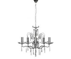 Premier Housewares Lampadario Alexis, 5 Braccia, Struttura Ferro Cromato, Cristallo e Vetro