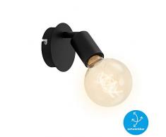 Briloner Leuchten Faretto da Parete, RetrÃ²/Vintage, Orientabile, Regolabile e Inclinabile, E27, Max. 60W, Metallo, Nero 60 W