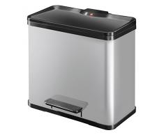 Hailo 0630-220 Ãko duo Plus 30 Pattumiera per raccolta differenziata, 19 + 11 litri, in lamiera dacciaio, argento, metallo