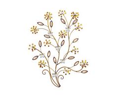 Premier Housewares 2800597 Wall Art Strass Fiore in Metallo Specchiato con 6 Candele Tealight, Bronzo