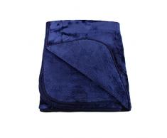 Amago 40024-05-2040 - Telo arredo/ Copriletto matrimoniale/ Copridivano in microfibra effetto cachemire, XXL, 220 x 240 cm, colore: Blu marino