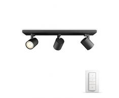 Philips Lighting Dimmer Switch Included Runner Tripple Spotlight Hue White Ambiance Faretto LED Spot GU10, 5.5 W, Nero, 48 x 9 x 10.9 cm, 3 unitÃ
