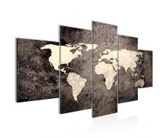 Quadro da parete in tessuto non tessuto con mappa del mondo, formato XXL, per soggiorno, casa, 5 pezzi, prodotto in Germania, pronto da appendere