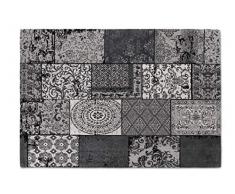 LIFA LIVING Tappeti da Salotto Moderno in ciniglia, Tappeti di Design a Quadri (Grigio Nero, 80 x 150 cm)