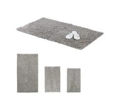 Relaxdays 10021060_566 Tappeto da Bagno Shaggy, Lavorazione Manuale, Cotone, Antiscivolo, 2 Misure, Grigio, LxP: 120 x 70 cm