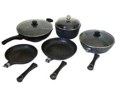 Pradel Excellence 52005M Lotto Cottura 5 Pezzi Tipo Pietra 1 Padella 24 cm + 1 Padella 28 cm + 1 Casseruola 28 cm + 1 Wok 32 cm + 1 Pentola 28 cm