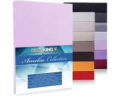 DecoKing 09895 Jersey Spannbettlaken 140x200-160x200 Microfaser Spannbetttuch Lilac Boxspringbett Amelia Lenzuola ad Angoli Elastici, Microfibra, Pink, 160 x 200 cm