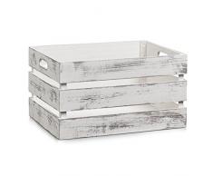 Zeller 15132 Cesto Contenitore Vintage-Bianco, Legno, Bianco, 39x29x21 cm
