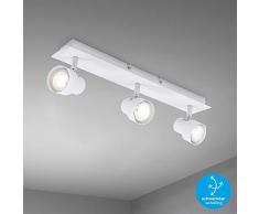 Briloner Leuchten Faretto da soffitto a 3 luci, orientabile e Girevole, 3 x GU10, 5 Watt, 460 Lumen, 3.000 Kelvin, Colore: Bianco 5 W