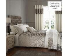 Catherine Lansfield Lattice Cut Velvet Copripiumino, Naturale, Super King Set Piumino Letto