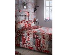 Portfolio Natale Scrapbook Copripiumino e 2Â federe Biancheria da Letto Set, Rosso, King