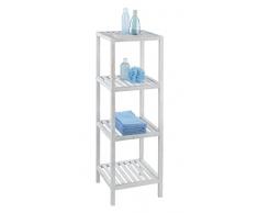Wenko 22861100 porta Norway con 4 ripiani Natura Bianco Scaffale per il bagno, scaffale componibile, in legno di noce, Bianco â colore: Bianco calce, 36 x 36 x 112 cm